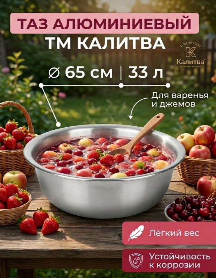 Таз алюминиевый 65см ТМ Калитва